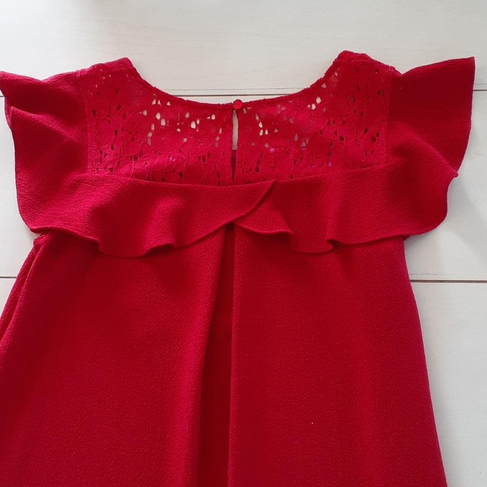 & Anthropologie HD Paris red ruffle & lace dress - Picture 5 of 8
